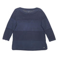 TOMMY HILFIGER Womens Blue Patterned Jumper Crew Neck Basic Knit L Cotton