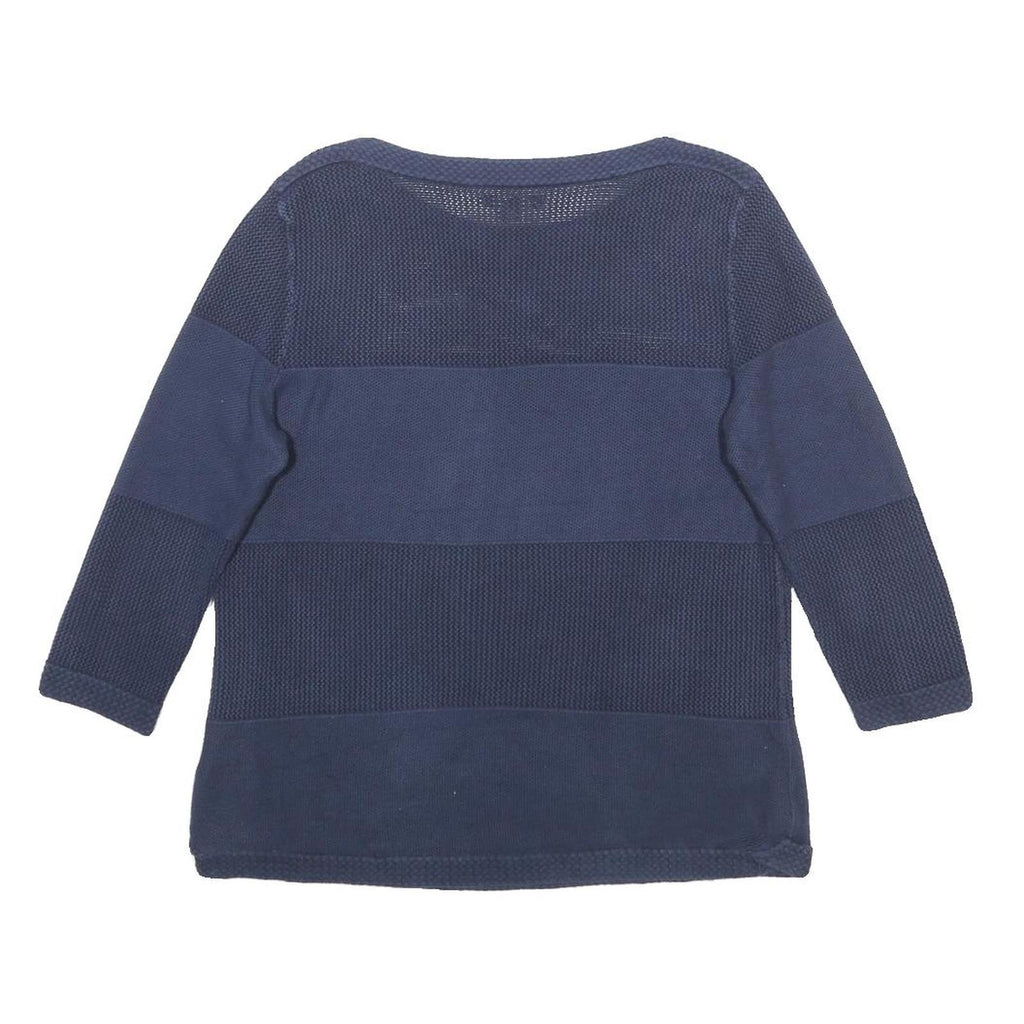 TOMMY HILFIGER Womens Blue Patterned Jumper Crew Neck Basic Knit L Cotton