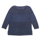 TOMMY HILFIGER Womens Blue Patterned Jumper Crew Neck Basic Knit L Cotton