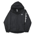 ADIDAS Womens Black Zip Hooded Jacket S Polyamide Plain Logo Track Outdoor