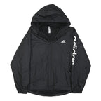 ADIDAS Womens Black Zip Hooded Jacket S Polyamide Plain Logo Track Outdoor