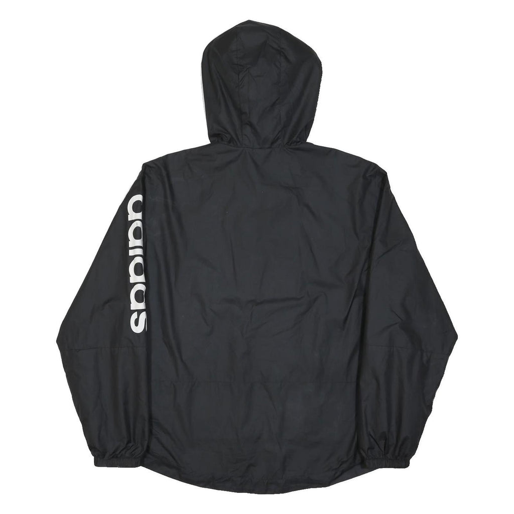 ADIDAS Womens Black Zip Hooded Jacket S Polyamide Plain Logo Track Outdoor