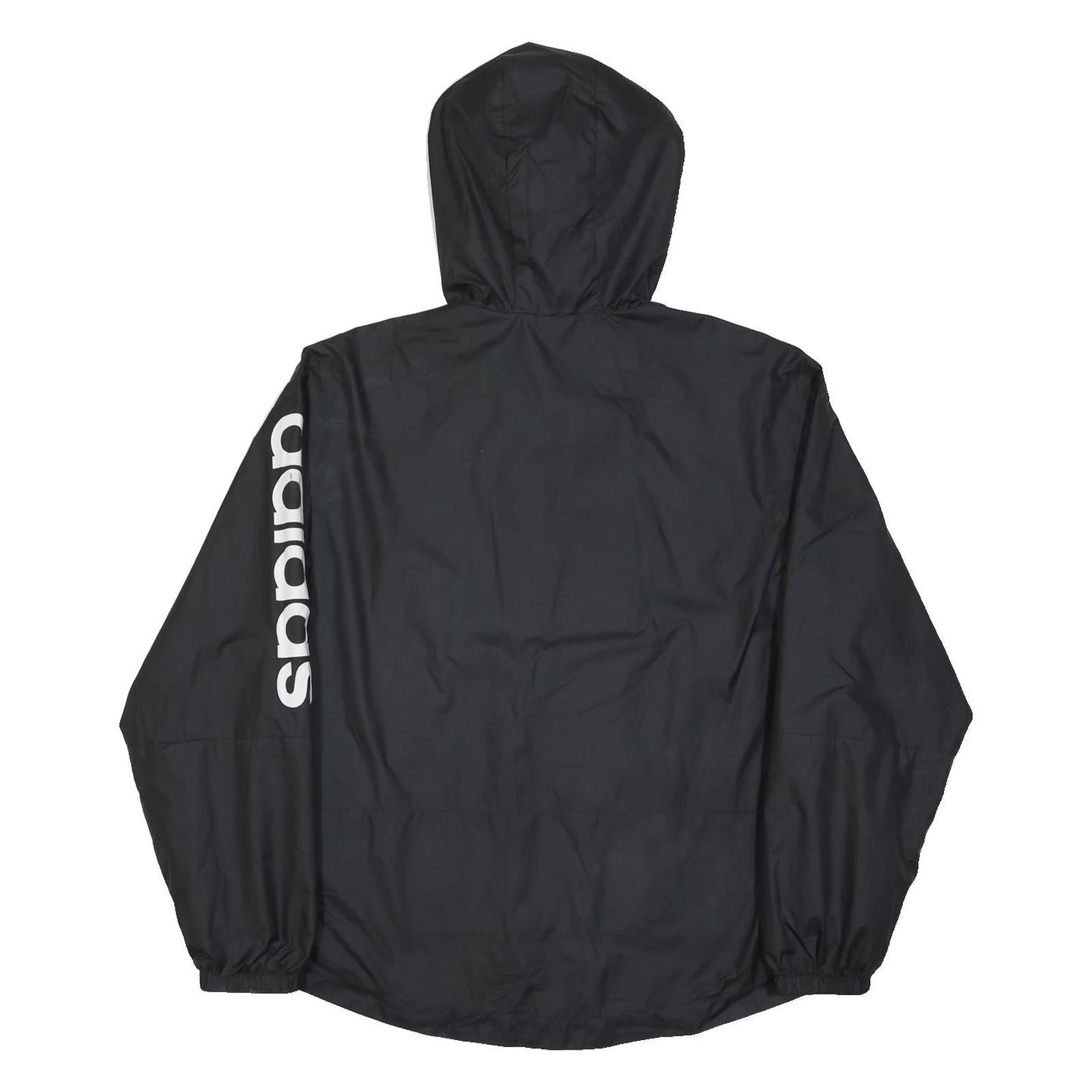 ADIDAS Womens Black Zip Hooded Jacket S Polyamide Plain Logo Track Outdoor
