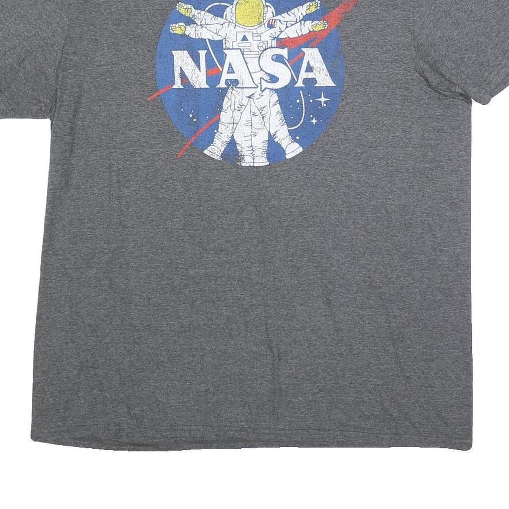 FIFTHSUN Mens Grey NASA Graphic T-Shirt L Short Sleeve Crew Neck Cotton Blend