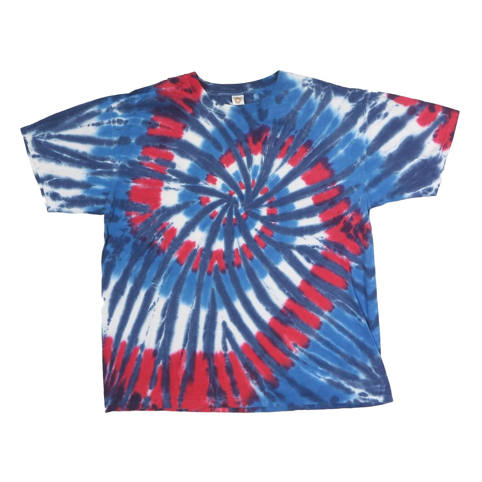 SUNDOG Mens Blue & Red Tie Dye T-Shirt XL Short Sleeve Crew Neck Classic Cotton