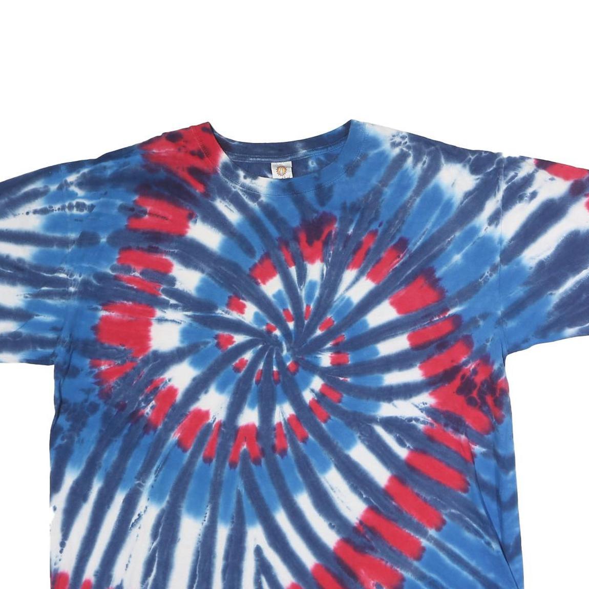 SUNDOG Mens Blue & Red Tie Dye T-Shirt XL Short Sleeve Crew Neck Classic Cotton