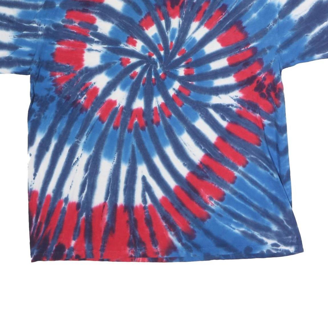 SUNDOG Mens Blue & Red Tie Dye T-Shirt XL Short Sleeve Crew Neck Classic Cotton