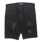 FIRETRAP Mens Black Casual Denim Distressed Shorts M W30 Cotton Blend