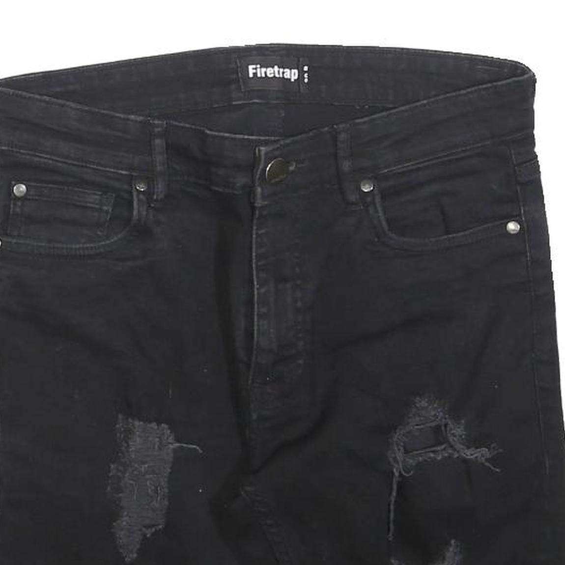 FIRETRAP Mens Black Casual Denim Distressed Shorts M W30 Cotton Blend