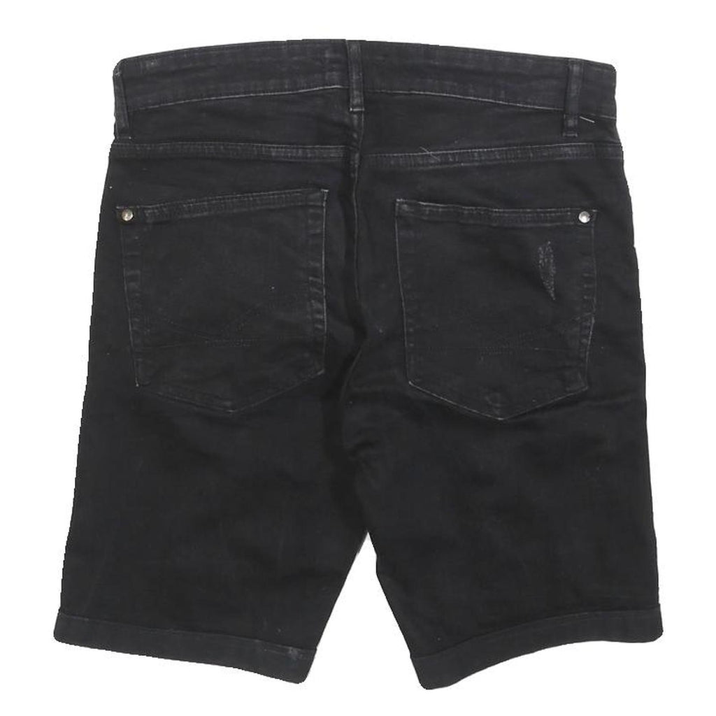 FIRETRAP Mens Black Casual Denim Distressed Shorts M W30 Cotton Blend