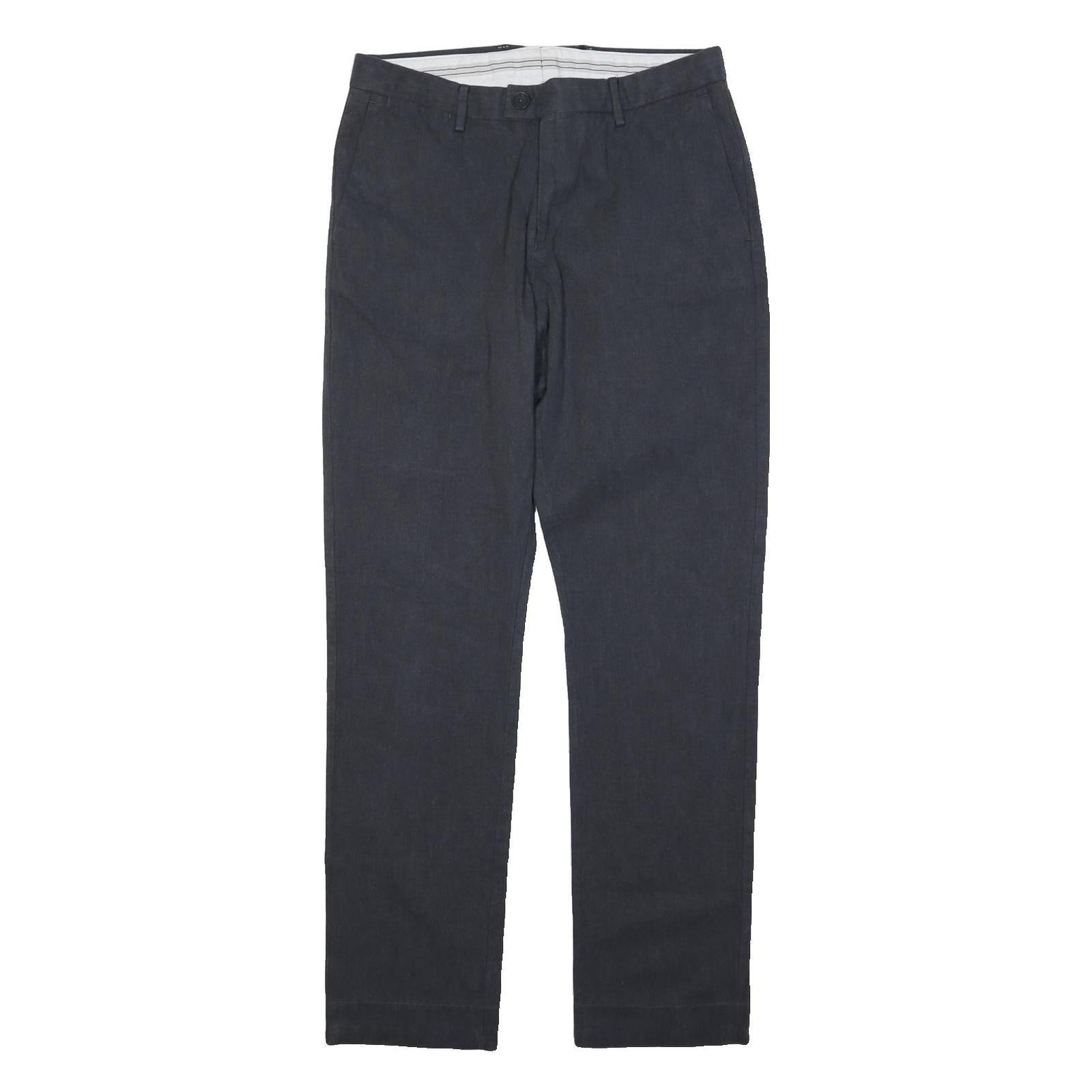 REISS Mens Cotton Black Regular Fit Straight Leg Trousers W30 L30 Smart Casual