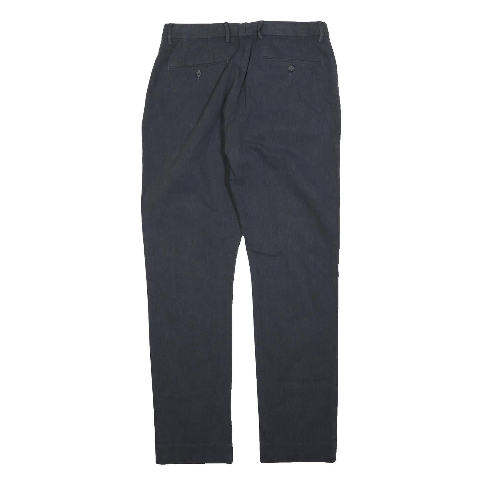 REISS Mens Cotton Black Regular Fit Straight Leg Trousers W30 L30 Smart Casual