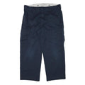 DICKIES Mens Cotton Blend Navy Relaxed Straight Cargo Trousers W38 L27 Workwear