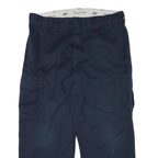 DICKIES Mens Cotton Blend Navy Relaxed Straight Cargo Trousers W38 L27 Workwear