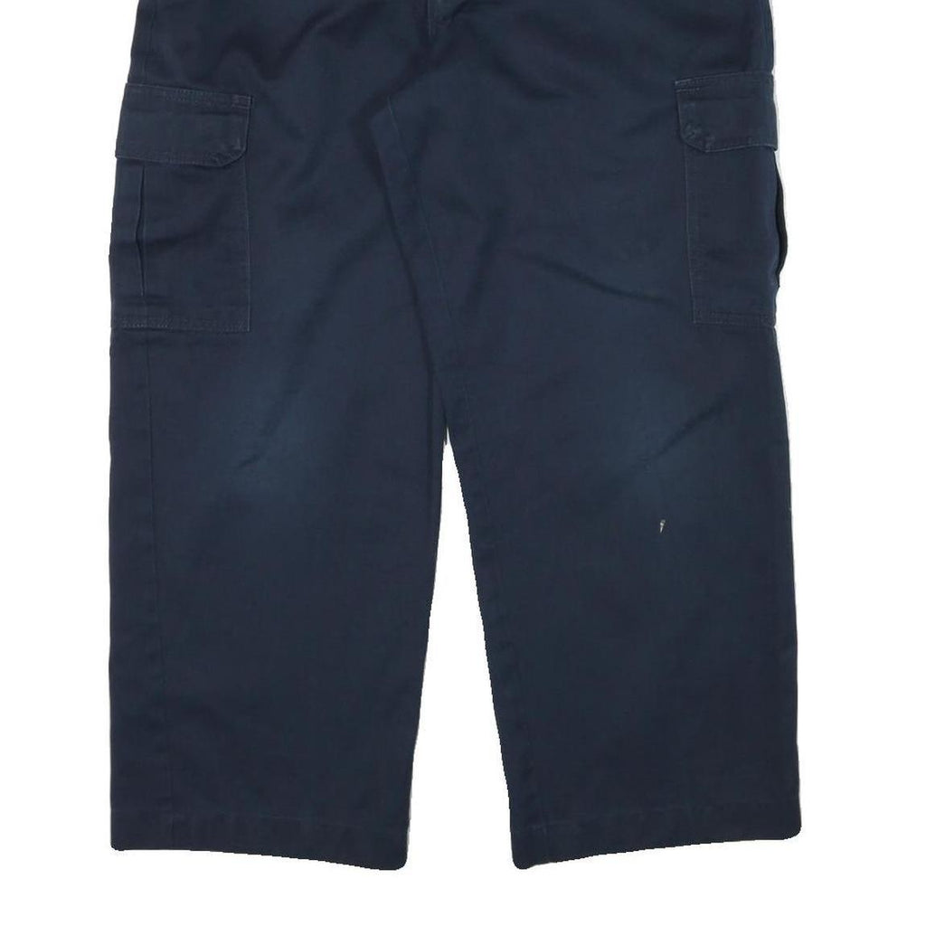 DICKIES Mens Cotton Blend Navy Relaxed Straight Cargo Trousers W38 L27 Workwear