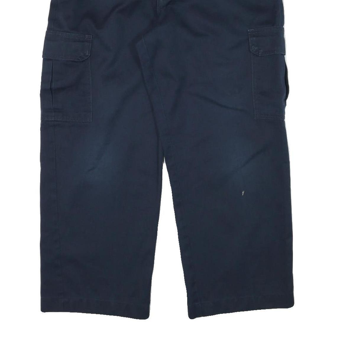 DICKIES Mens Cotton Blend Navy Relaxed Straight Cargo Trousers W38 L27 Workwear