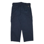 DICKIES Mens Cotton Blend Navy Relaxed Straight Cargo Trousers W38 L27 Workwear