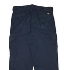 DICKIES Mens Cotton Blend Navy Relaxed Straight Cargo Trousers W38 L27 Workwear