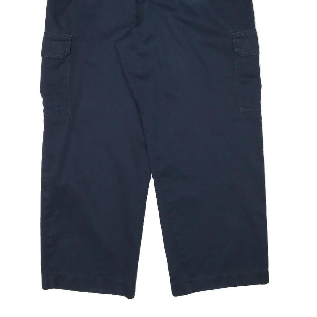 DICKIES Mens Cotton Blend Navy Relaxed Straight Cargo Trousers W38 L27 Workwear