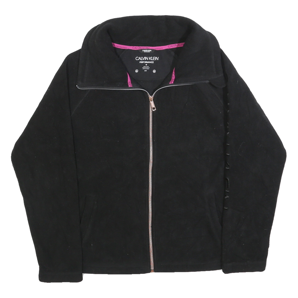 CALVIN KLEIN PERFORMANCE Womens Black Plain Jumper Full Zip Basic Knit M Jacket