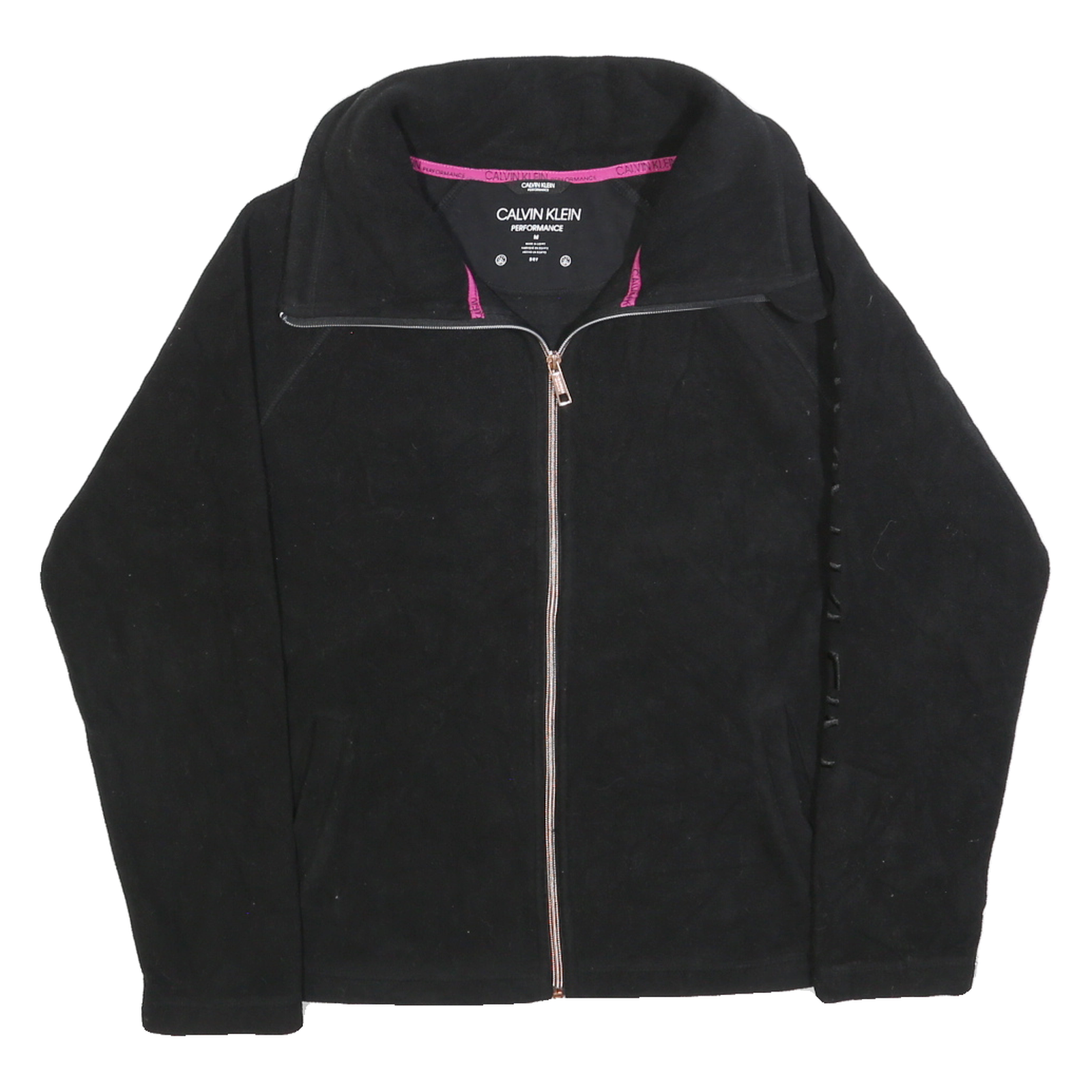 CALVIN KLEIN PERFORMANCE Womens Black Plain Jumper Full Zip Basic Knit M Jacket