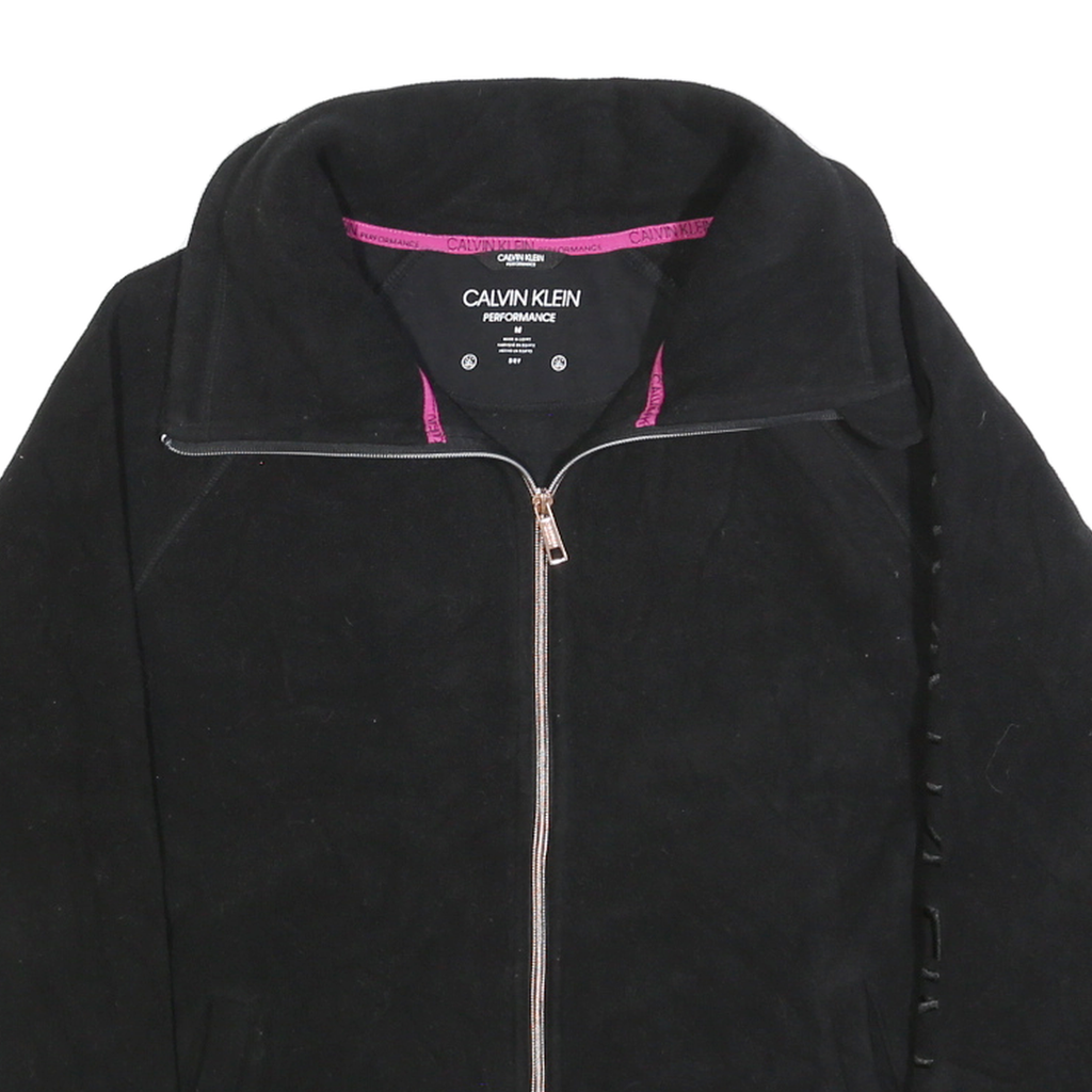 CALVIN KLEIN PERFORMANCE Womens Black Plain Jumper Full Zip Basic Knit M Jacket
