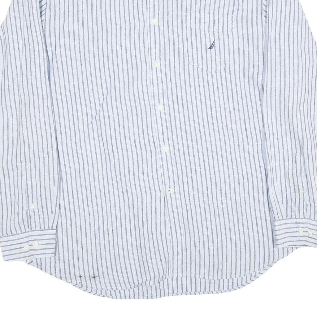 NAUTICA Mens Blue Striped Cotton Shirt XL Button Down Casual Classic