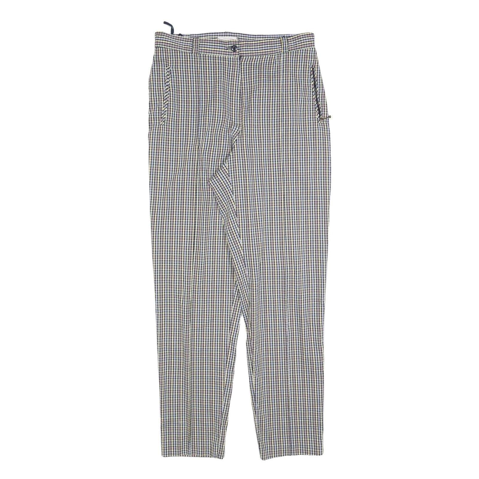 CITY LIFE Womens Regular Fit Checked Trousers W30 L30 Polyester Blend Zip