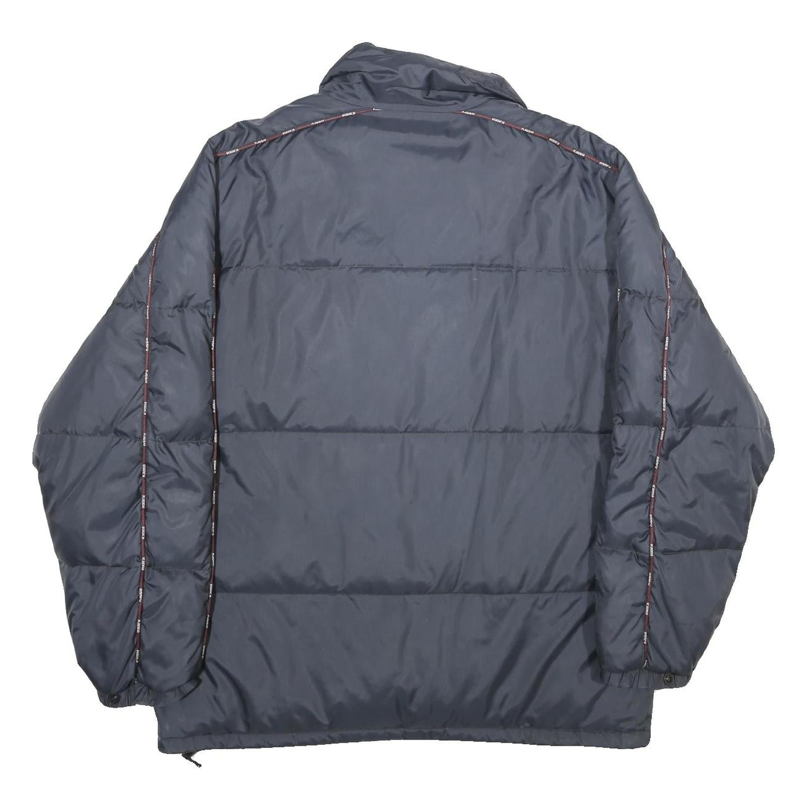 KAPPA Mens Navy Blue Jacket L Zip Puffer Lightweight Logo Tape Sport Casual