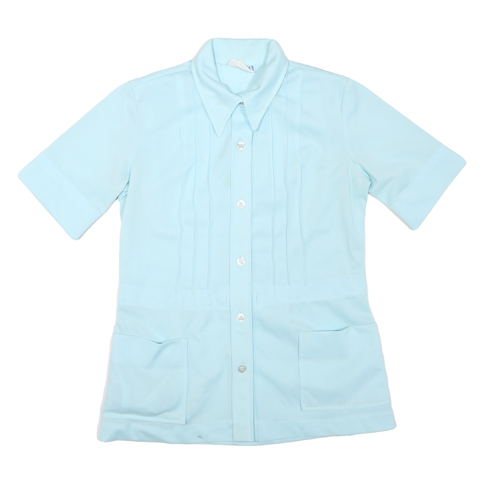 WHITE SISTER Womens Light Blue Basic Shirt Short Sleeve Point Collar M Summer