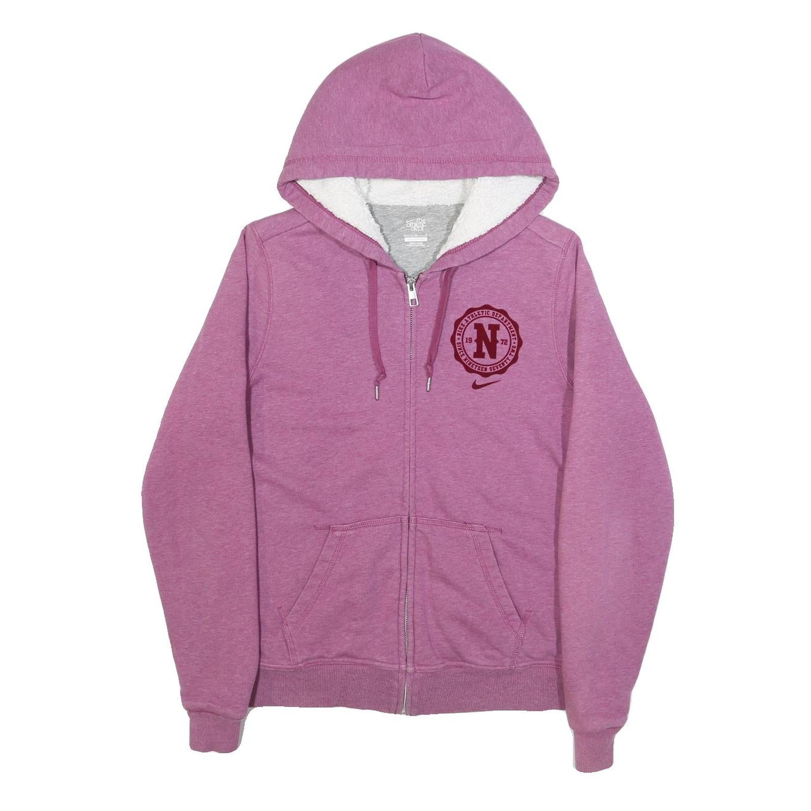 NIKE Womens Purple Pullover Hoodie L Cotton Blend Zip Up Casual Sweatshirt