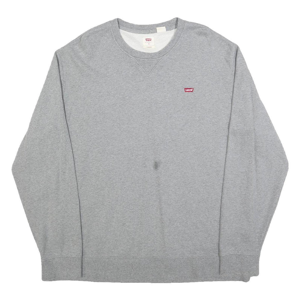 LEVI'S Mens Grey Crew Neck Cotton Blend Pullover XL Long Sleeve Sweatshirt