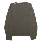 TOMMY HILFIGER Mens Brown & Beige Patterned Cotton Jumper V-Neck Basic Knit L