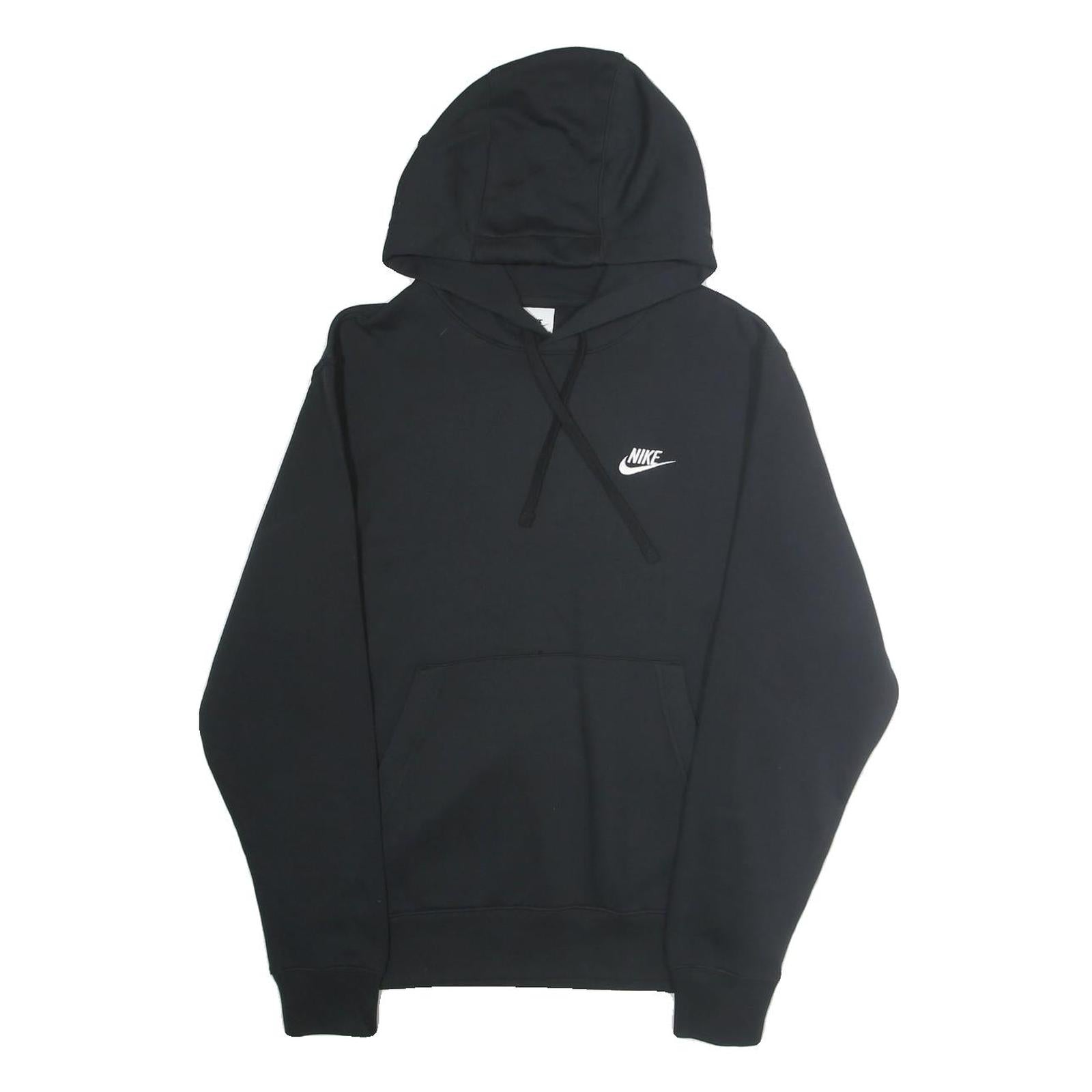 NIKE Mens Black Hoodie S Cotton Pullover Classic Logo Casual