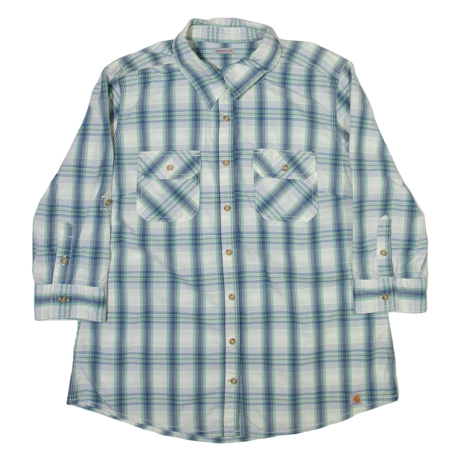 CARHARTT Womens Shirt Blue Check Long Sleeve M