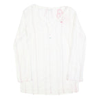 O'NEILL Womens White Long Sleeve V-Neck Cotton Blend Top L Casual