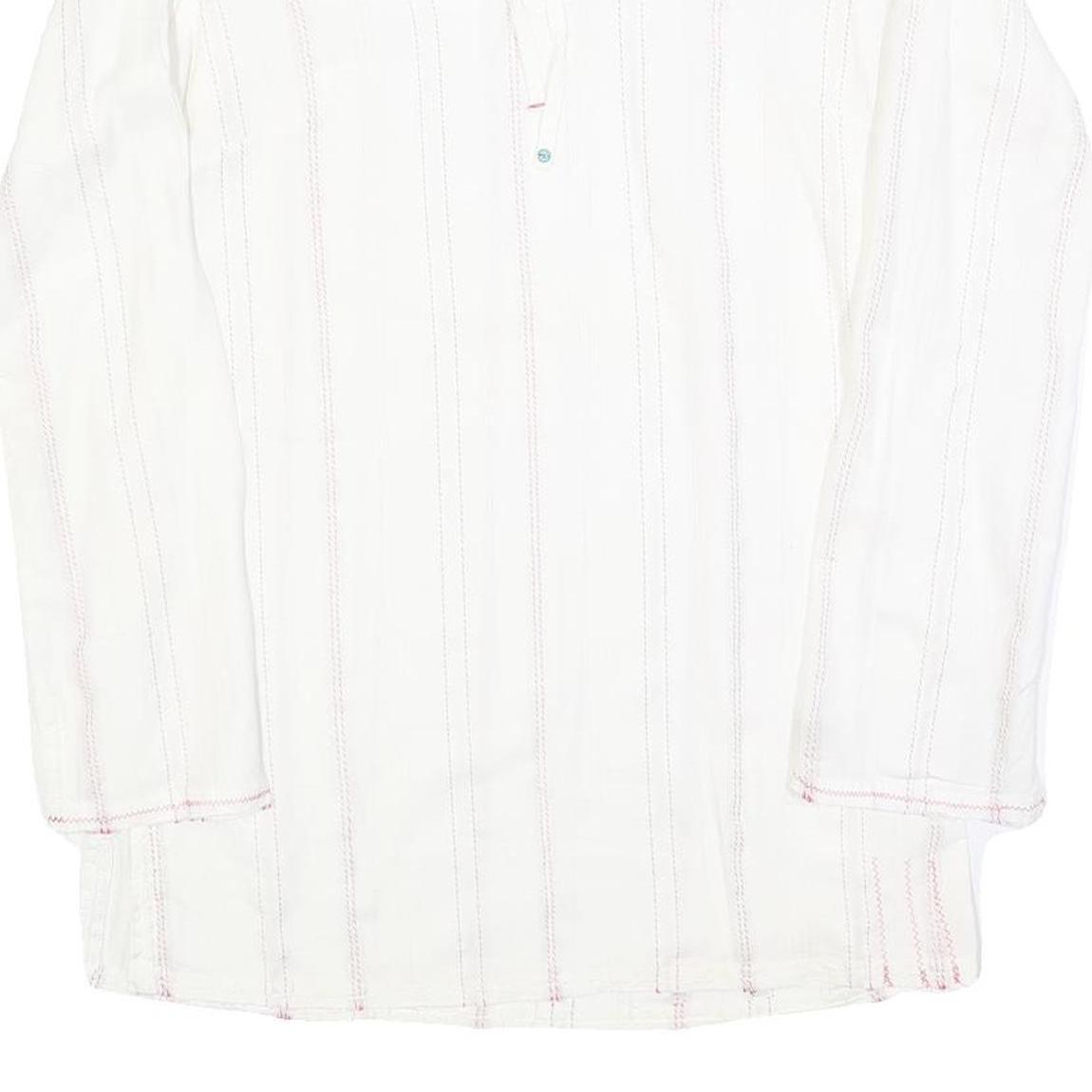 O'NEILL Womens White Long Sleeve V-Neck Cotton Blend Top L Casual