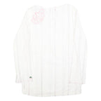 O'NEILL Womens White Long Sleeve V-Neck Cotton Blend Top L Casual