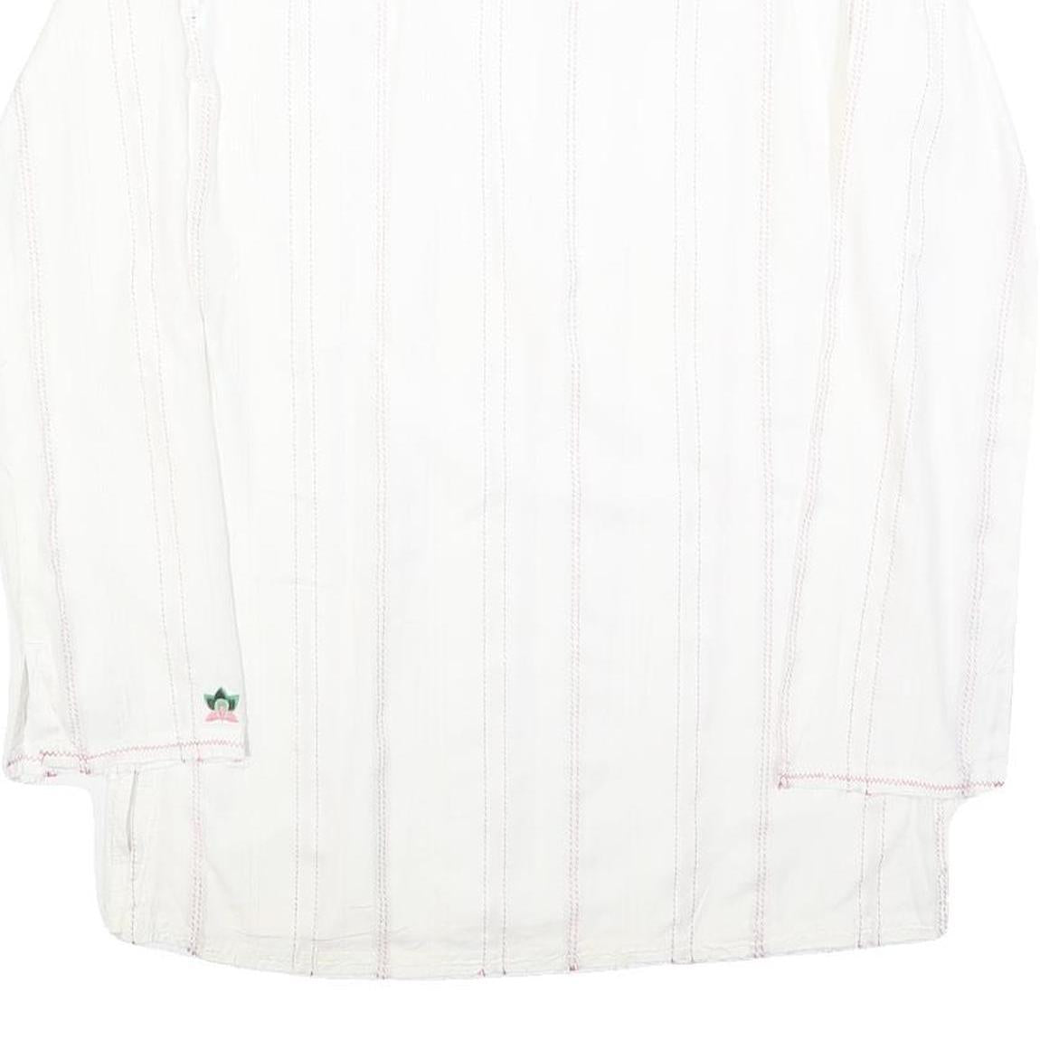 O'NEILL Womens White Long Sleeve V-Neck Cotton Blend Top L Casual