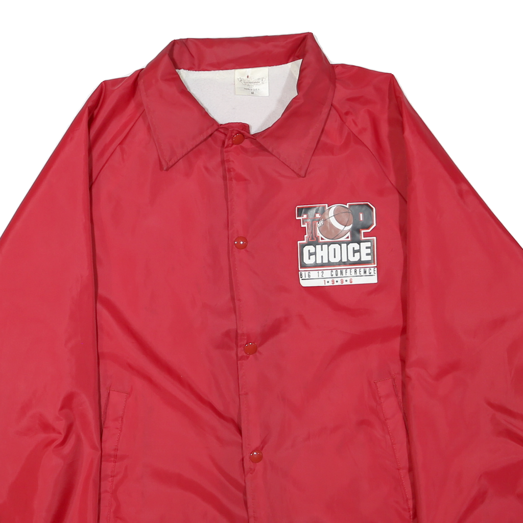 Mens Red Polyester Blend Button Jacket M Plain Lightweight Casual