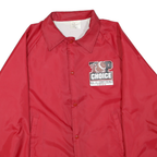 Mens Red Polyester Blend Button Jacket M Plain Lightweight Casual