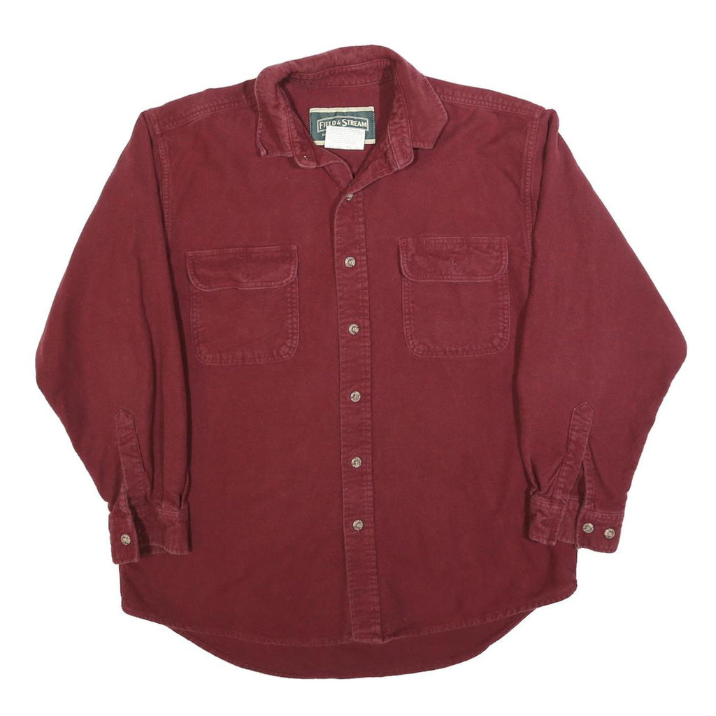 FIELD & STREAM Mens Maroon Cotton Blend Shirt L Casual Workwear Button Pocket