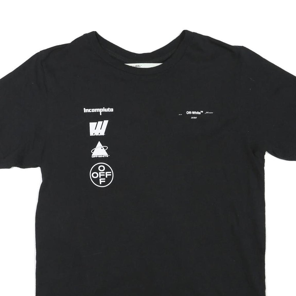 OFF-WHITE Mens Black Graphic T-Shirt M Short Sleeve Crew Neck Designer Cotton