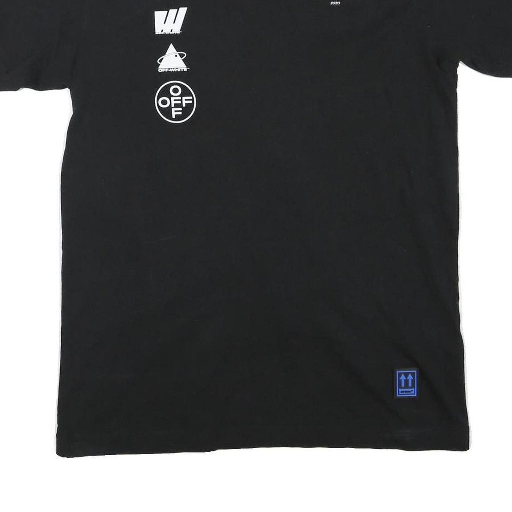 OFF-WHITE Mens Black Graphic T-Shirt M Short Sleeve Crew Neck Designer Cotton