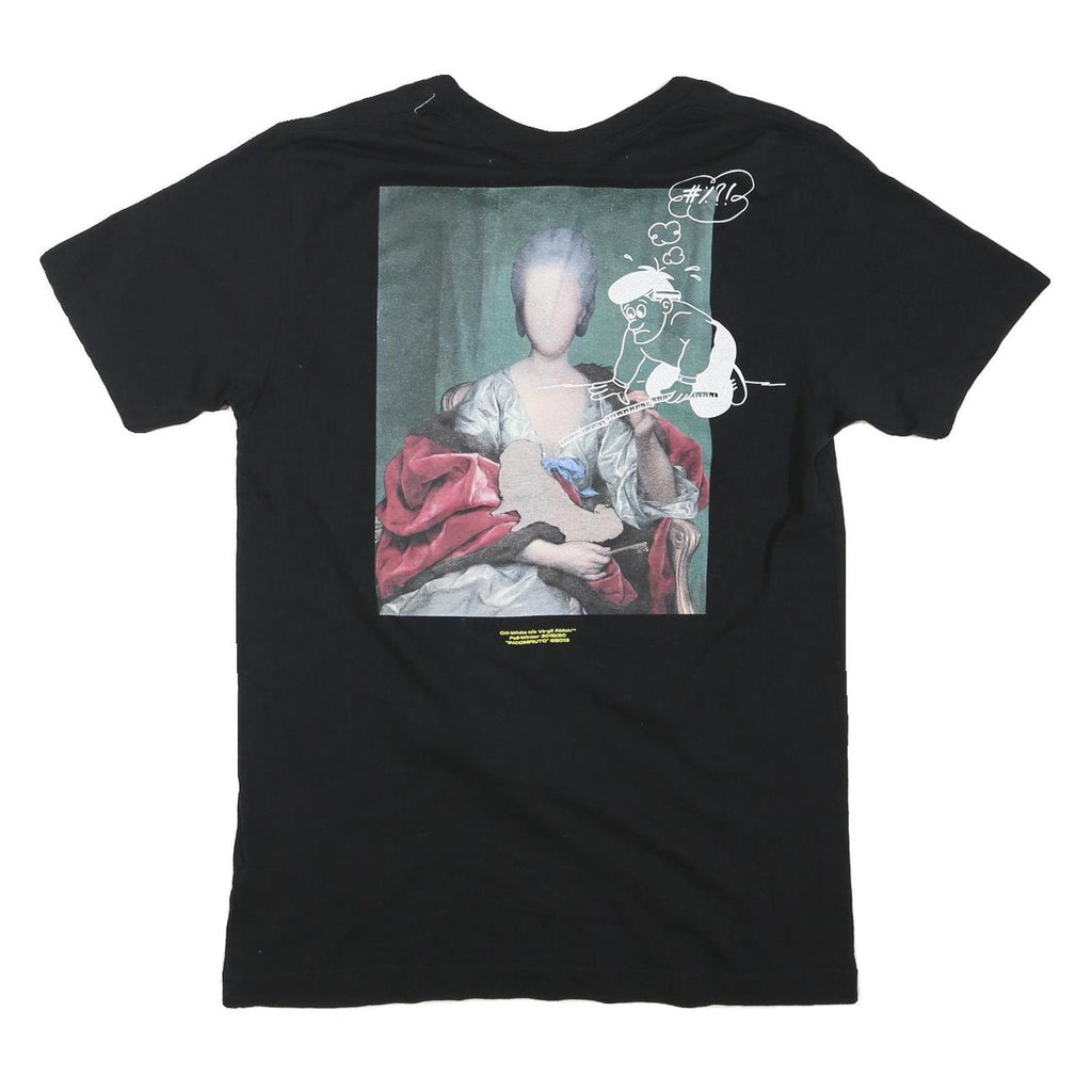 OFF-WHITE Mens Black Graphic T-Shirt M Short Sleeve Crew Neck Designer Cotton