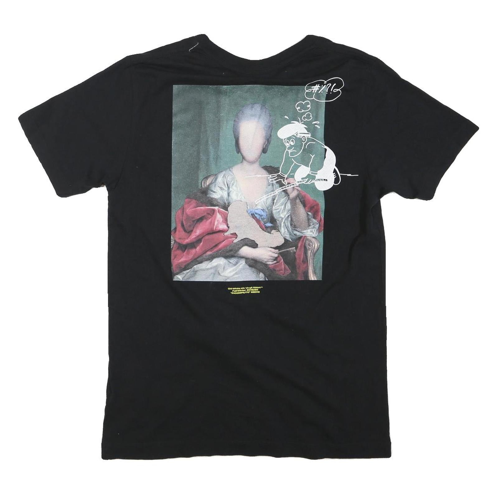 OFF-WHITE Mens Black Graphic T-Shirt M Short Sleeve Crew Neck Designer Cotton