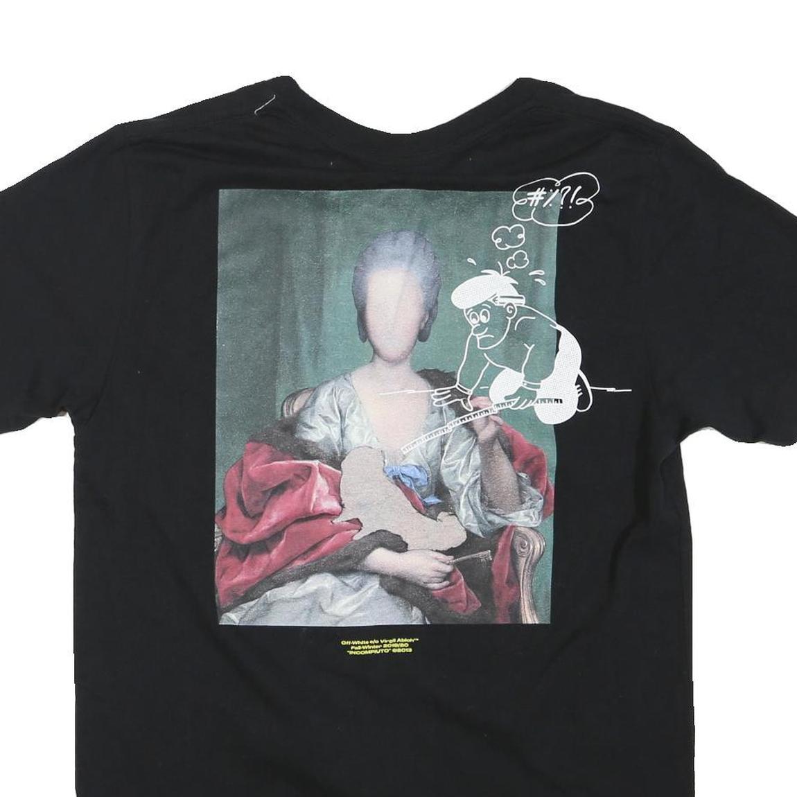 OFF-WHITE Mens Black Graphic T-Shirt M Short Sleeve Crew Neck Designer Cotton