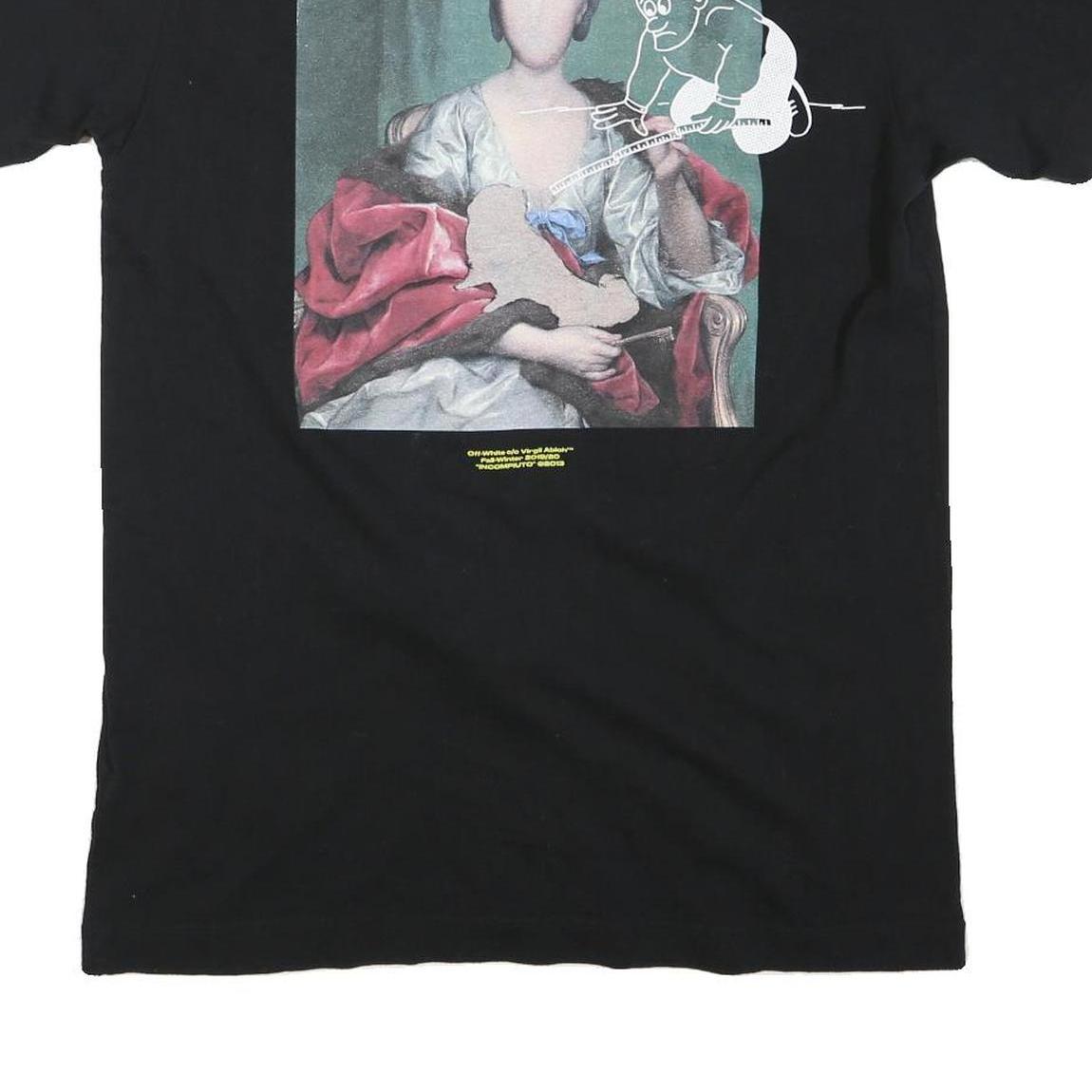 OFF-WHITE Mens Black Graphic T-Shirt M Short Sleeve Crew Neck Designer Cotton