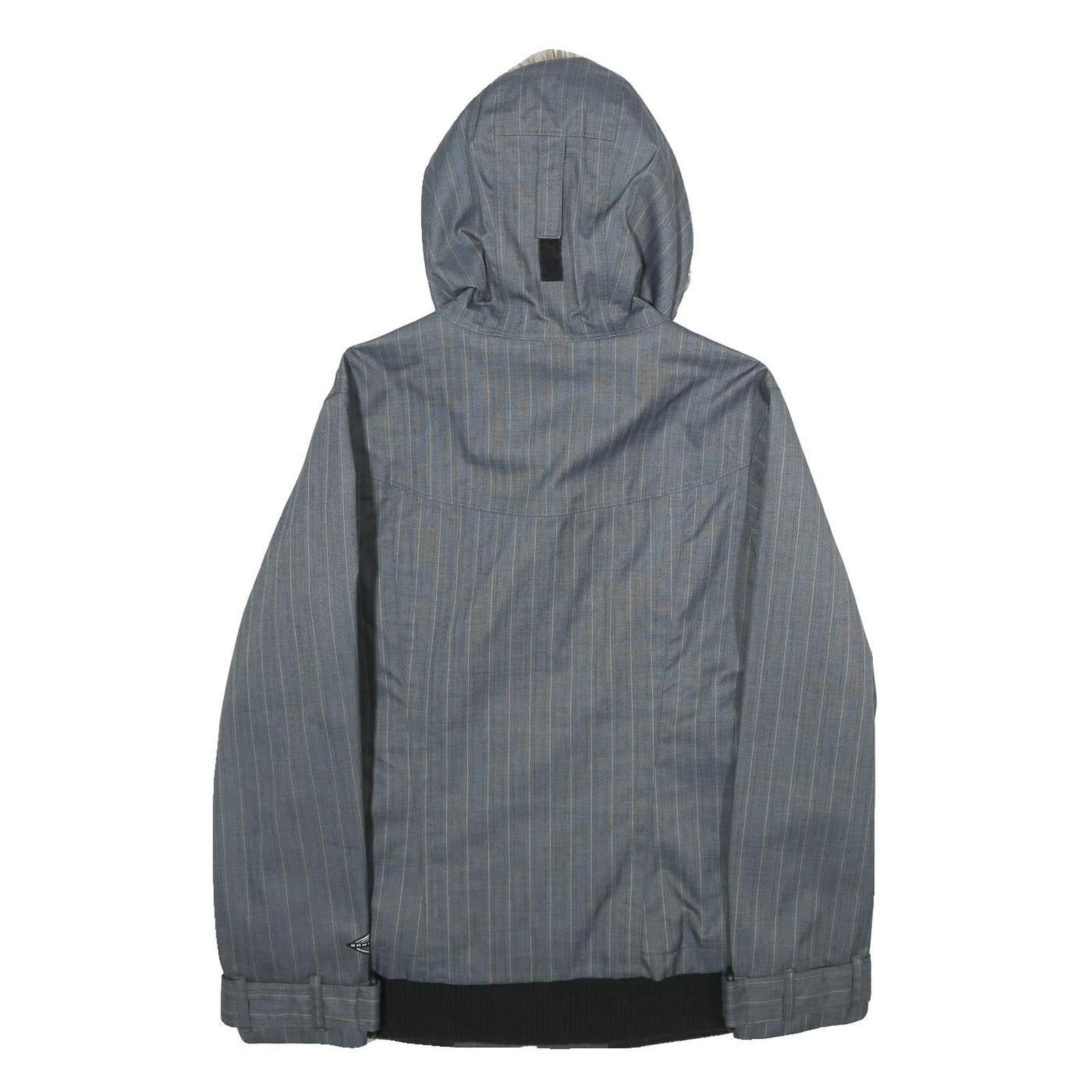 COLUMBIA Womens Grey Pinstripe Outdoor Jacket S Polyester Blend Zip Hooded