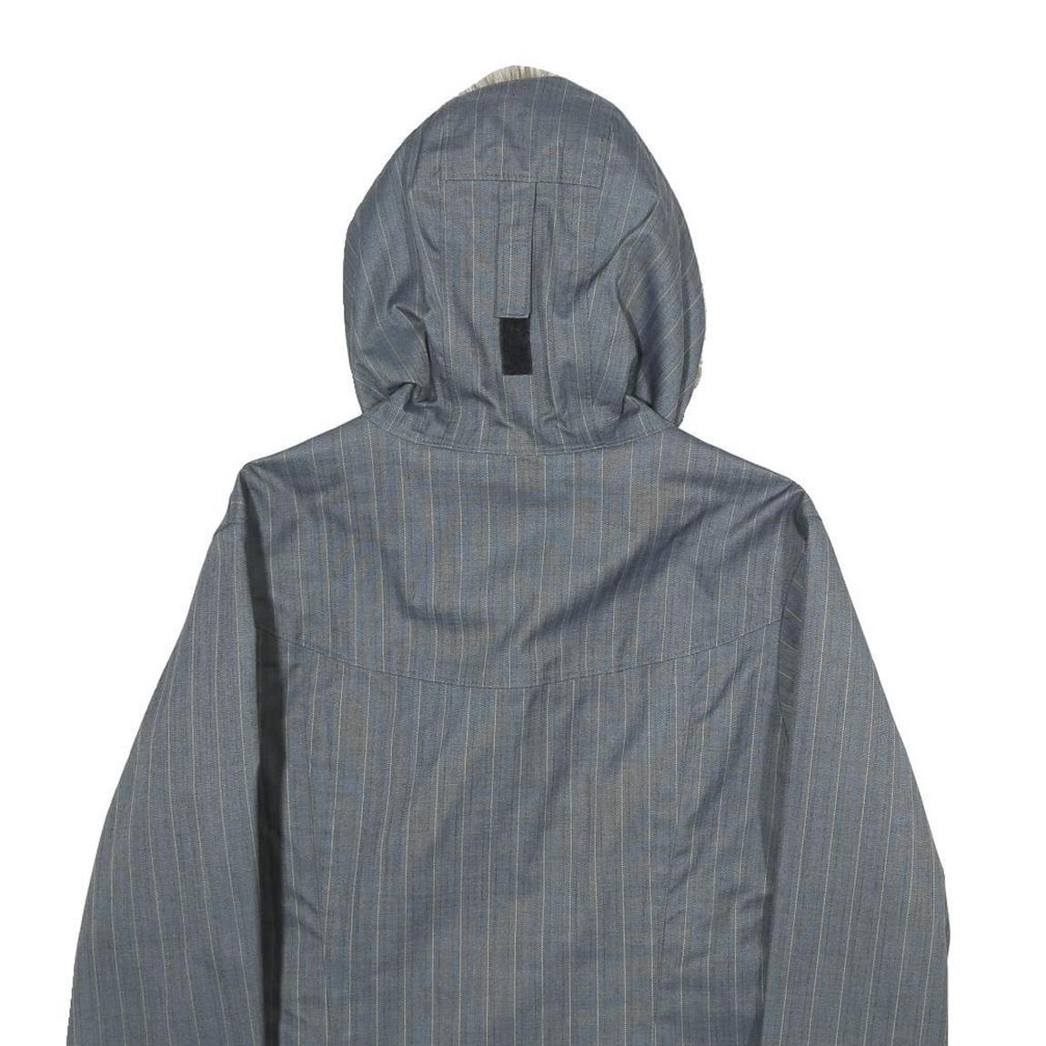 COLUMBIA Womens Grey Pinstripe Outdoor Jacket S Polyester Blend Zip Hooded